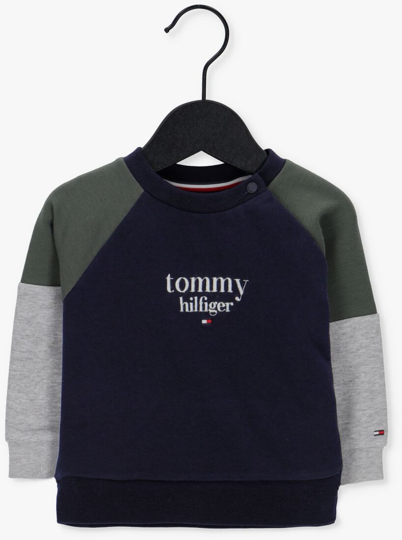 TOMMY HILFIGER donkerblauwe tommy hilfiger sweater baby logo colorblock crewneck sweater