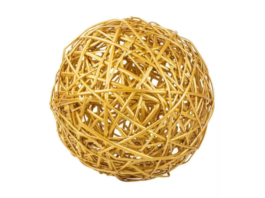 Décoration boule en osier doré d38