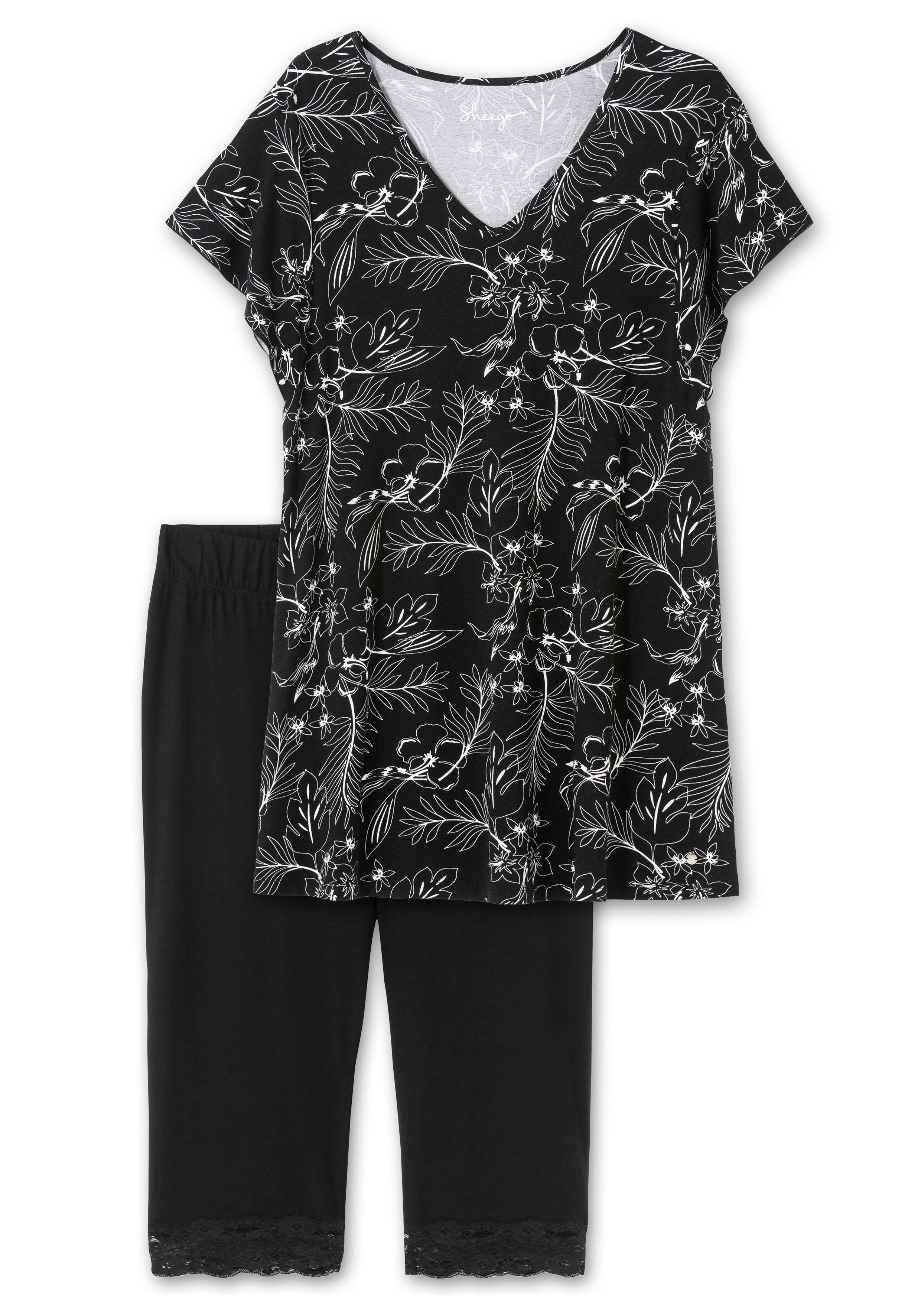 Set aus floralem Jerseyshirt und 3/4-Leggings