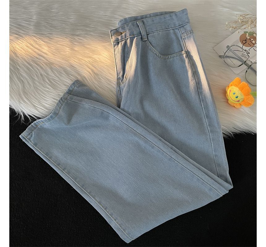 Filmas - High-Waist Washed Straight-Cut Jeans