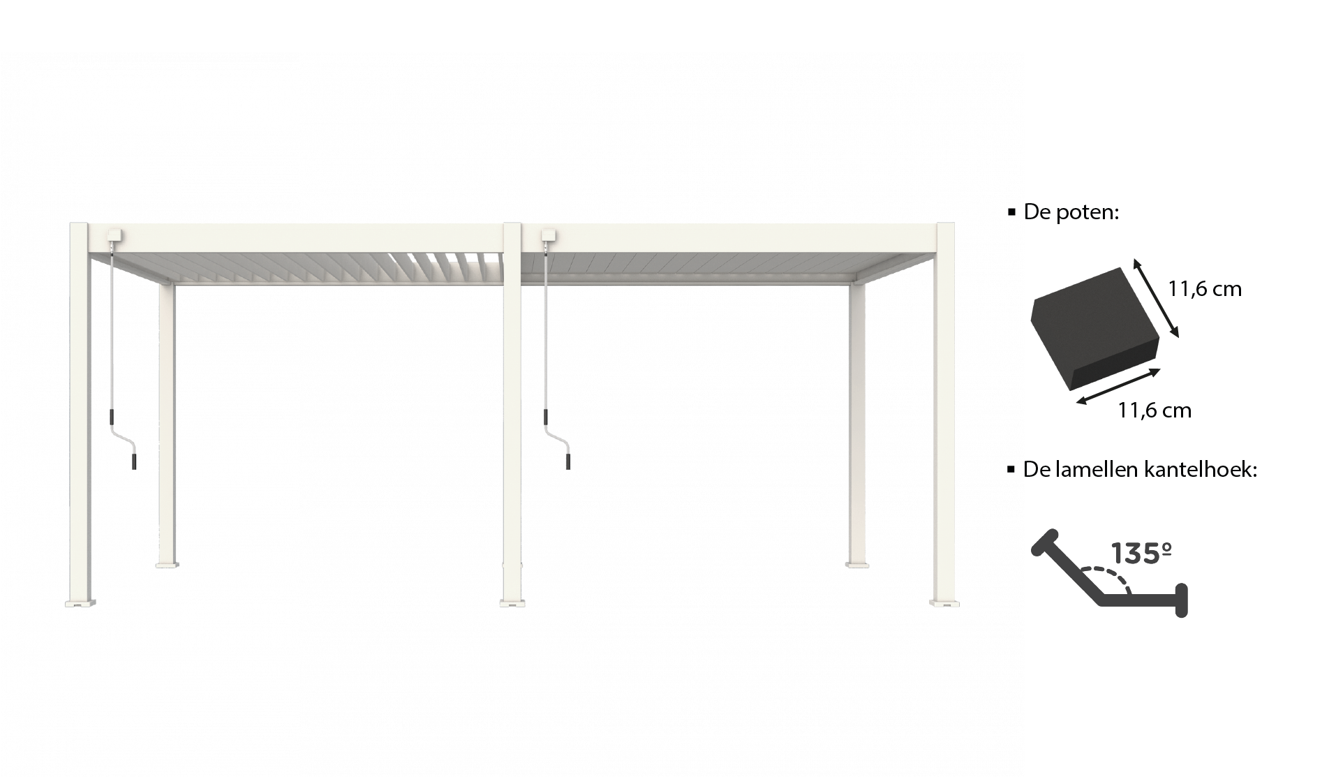 Novum ORION 360 x 530 terrasoverkapping - White