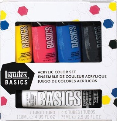 Liquitex - Basics Akrylmaling Sæt - 4X75 + 1X118 ML