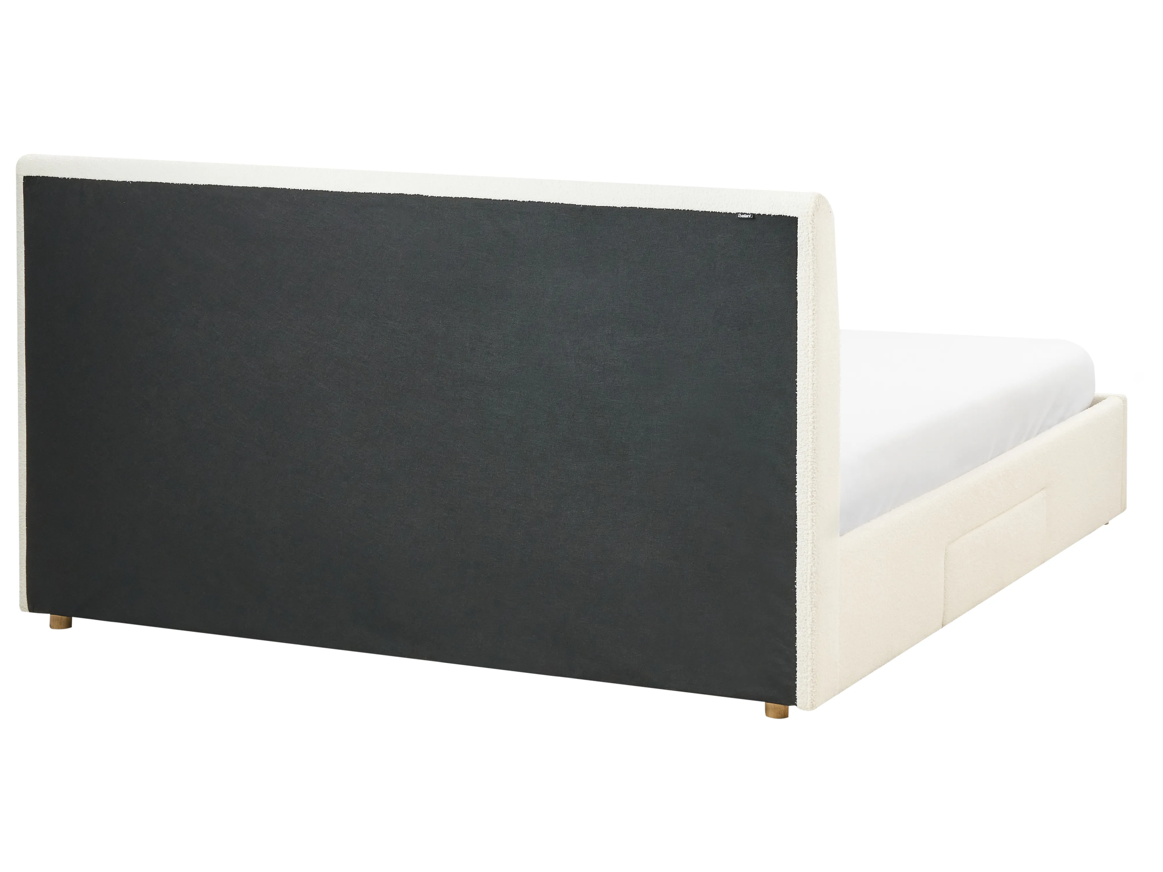Bed met opbergladen Bouclé SOUTRIN 180 x 200 cm Gebroken wit