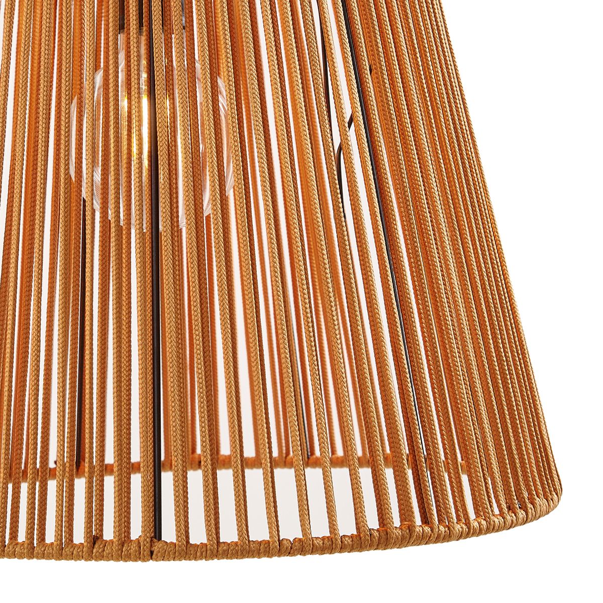 Buiten hanglamp zwart met oranje kap van touw IP44 - Cava Jayla