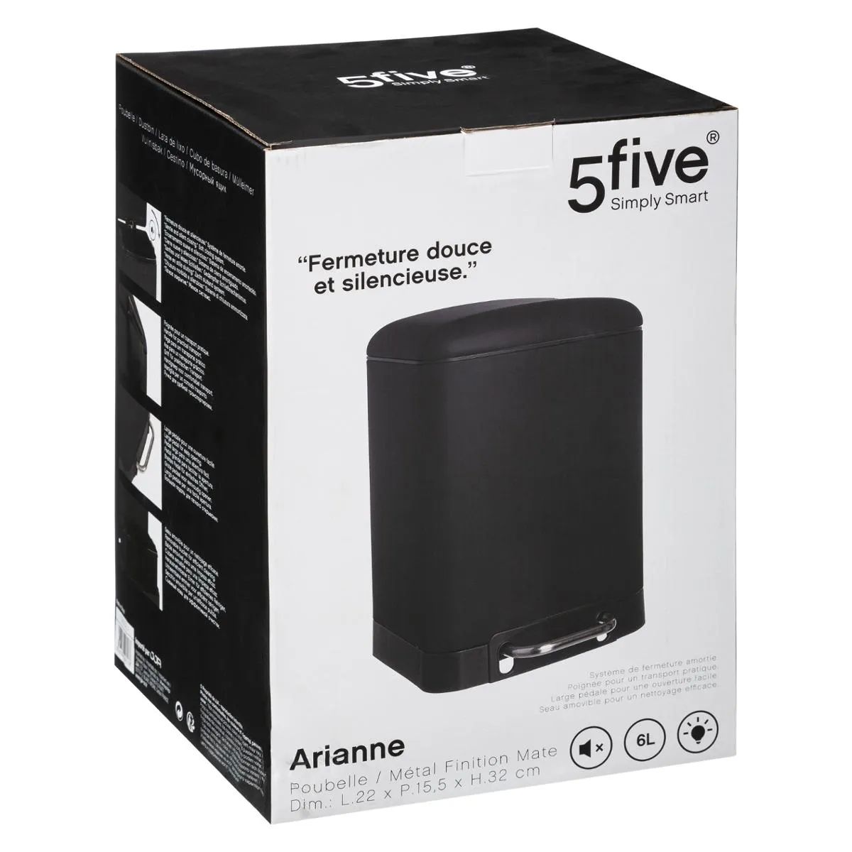 Five Simply Smart Poubelle Ariane 6 L - Noir