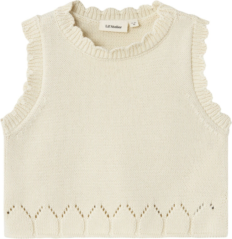 Lil' Atelier NMFRAMLA LOOSE SHORT KNIT VEST LIL Turtledove
