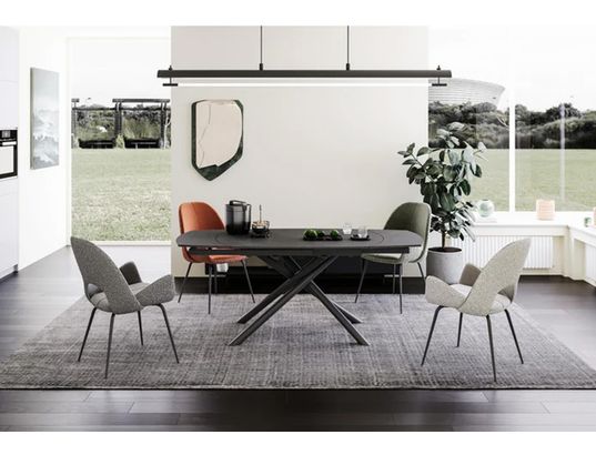 CONCEPT1 - Table Briga gris 130-190x90x76 céramique sur verre