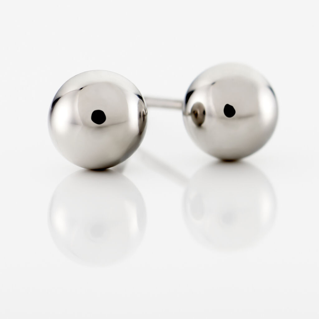 Boucles D'oreilles Puces Bilou Acier Blanc