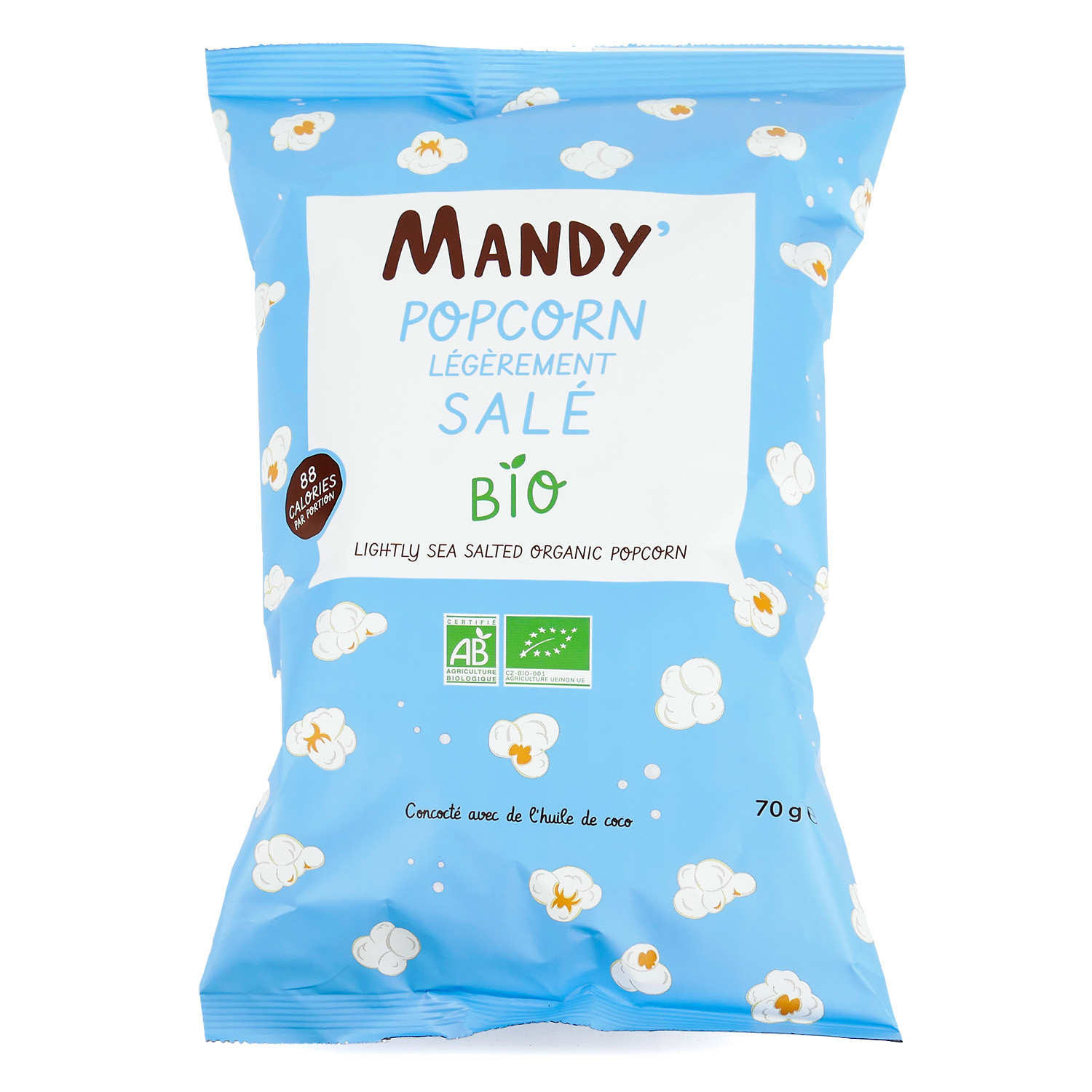 Popcorn bio légèrement salé