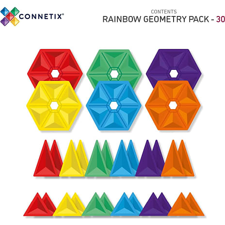 Connetix Geometry Pack magnetsæt 30 dele - Rainbow