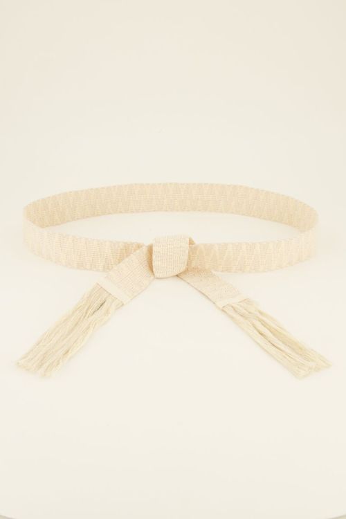 Beige knoopriem met flosjes