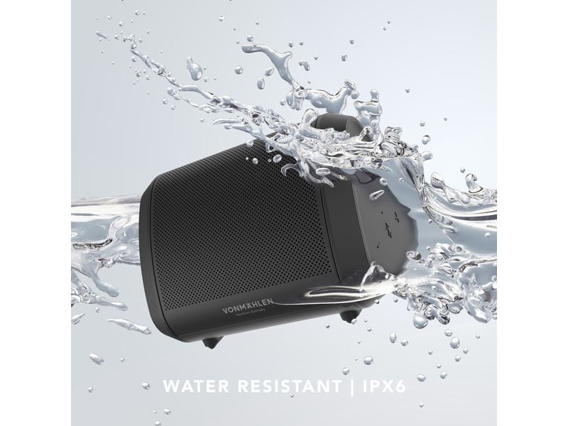 Vonmählen Bluetooth Speaker Air Beats Mini Schwarz Kompakter kabelloser Bluetooth-Lautsprecher mit bis zu 13 Stunden Akkulaufzeit