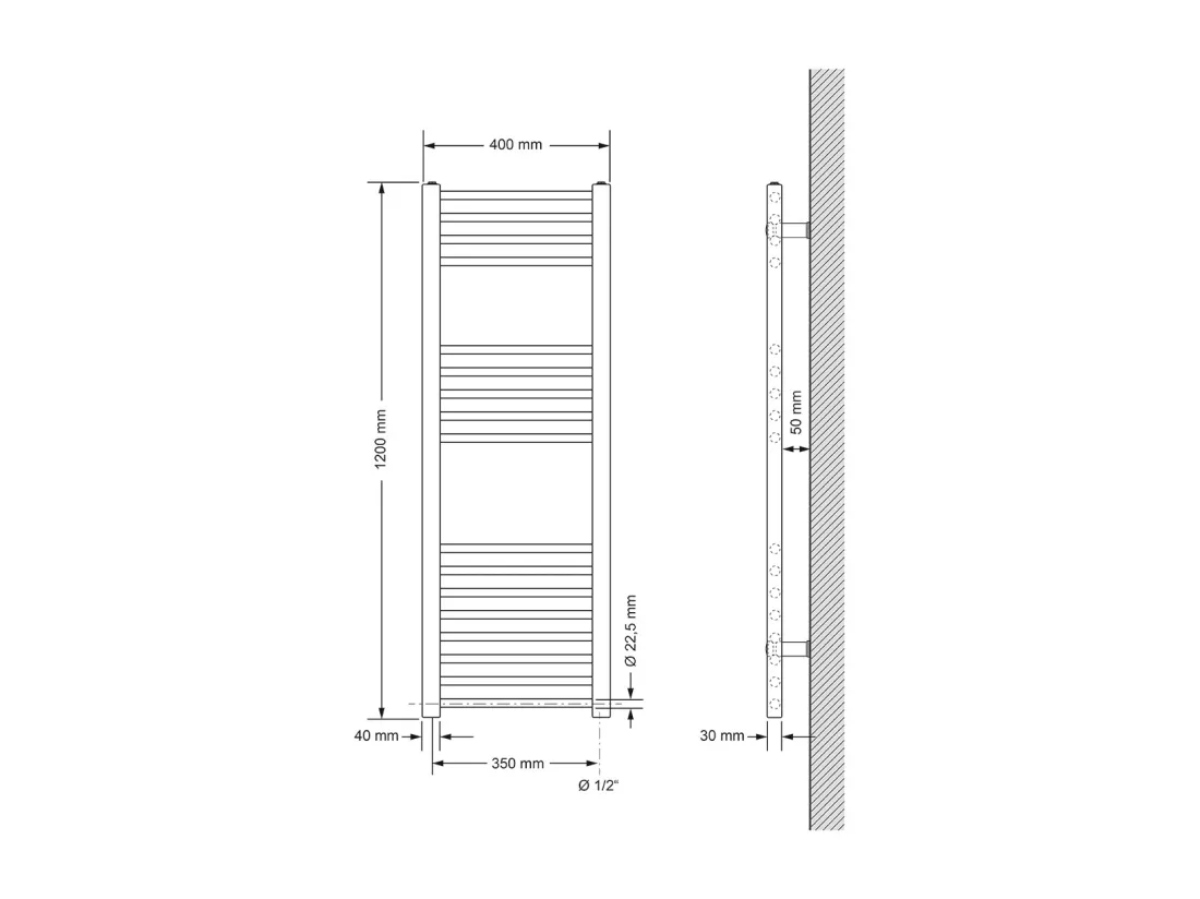 Radiateur Électrique avec Élément Chauffant 1200W, 400 x 1200 mm, Anthracite