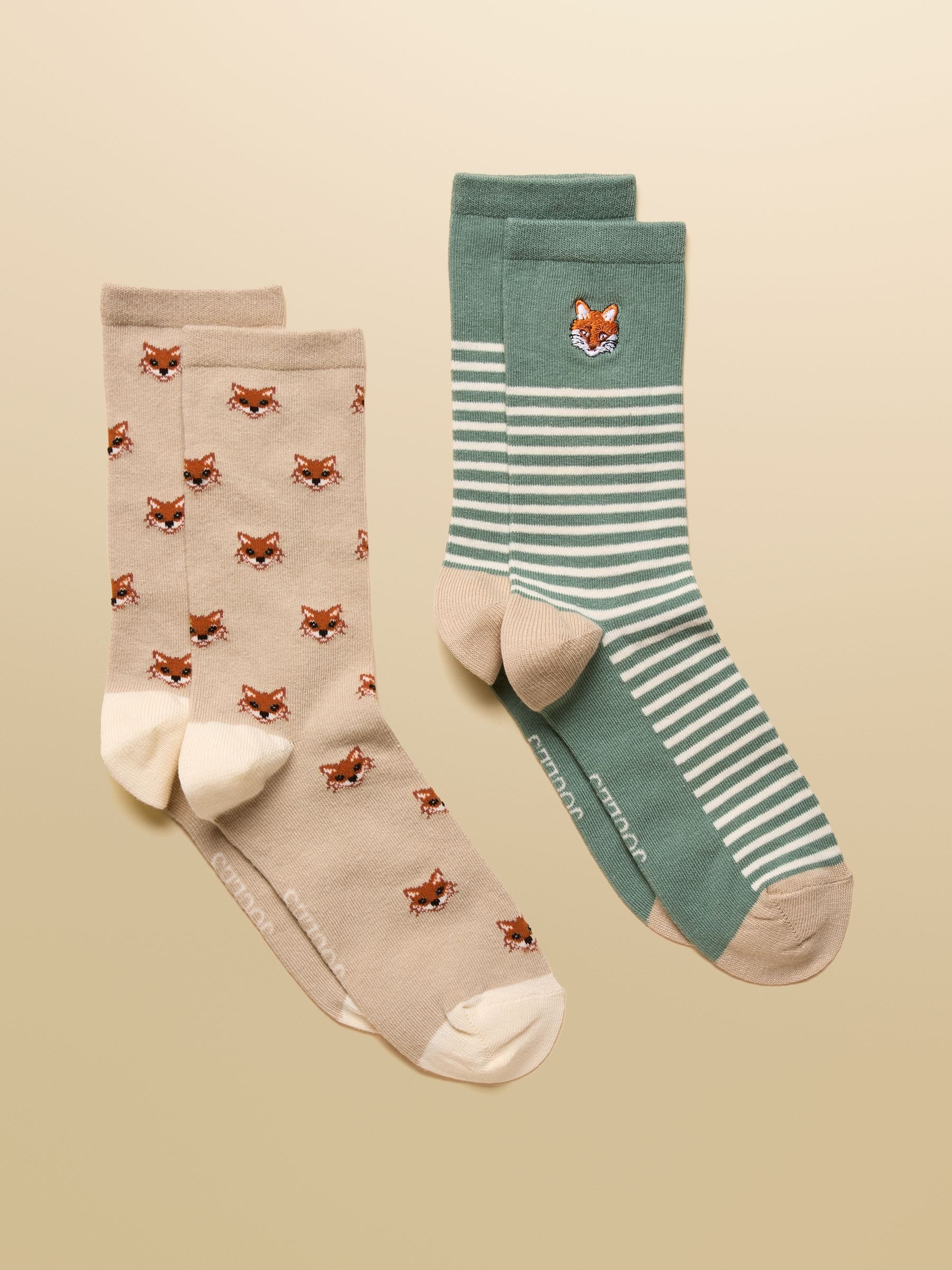 Khaki/steenkleur - Joules dames elke dag katoenen blend sokken 2 pack (maat 4-8)