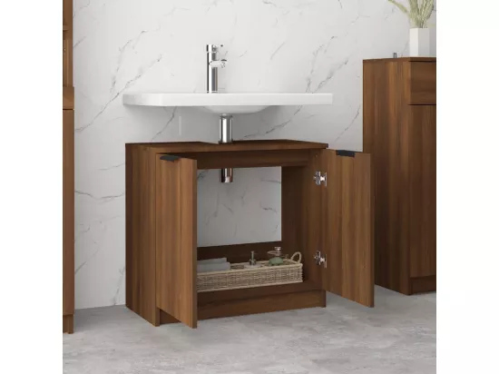 Armoire de bain Chêne fumé 64,5x33,5x59 cm Bois d'ingénierie