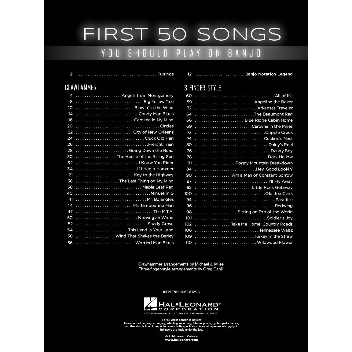 Hal Leonard First 50 Songs You Should Play on Banjo songboek voor banjo
