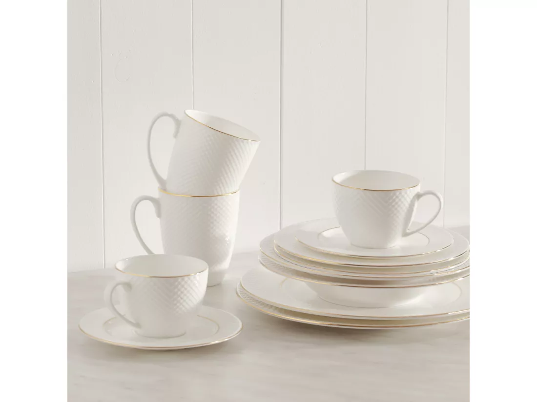 Tasse Avec Soucoupe Eleni Blanc Moyen 7.5 x 16.7