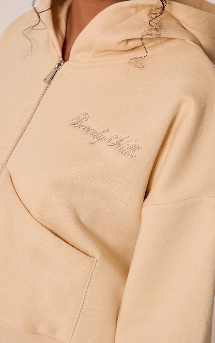 Butter Cream Sweat À Casynthétiqueche Brodé Beverly Hills Double Zip