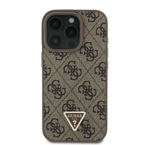 iPhone 16 Pro Max Leder Hardcase Hülle 4G Triangle Strass (GUHCP16XP4TDPW) - Braun