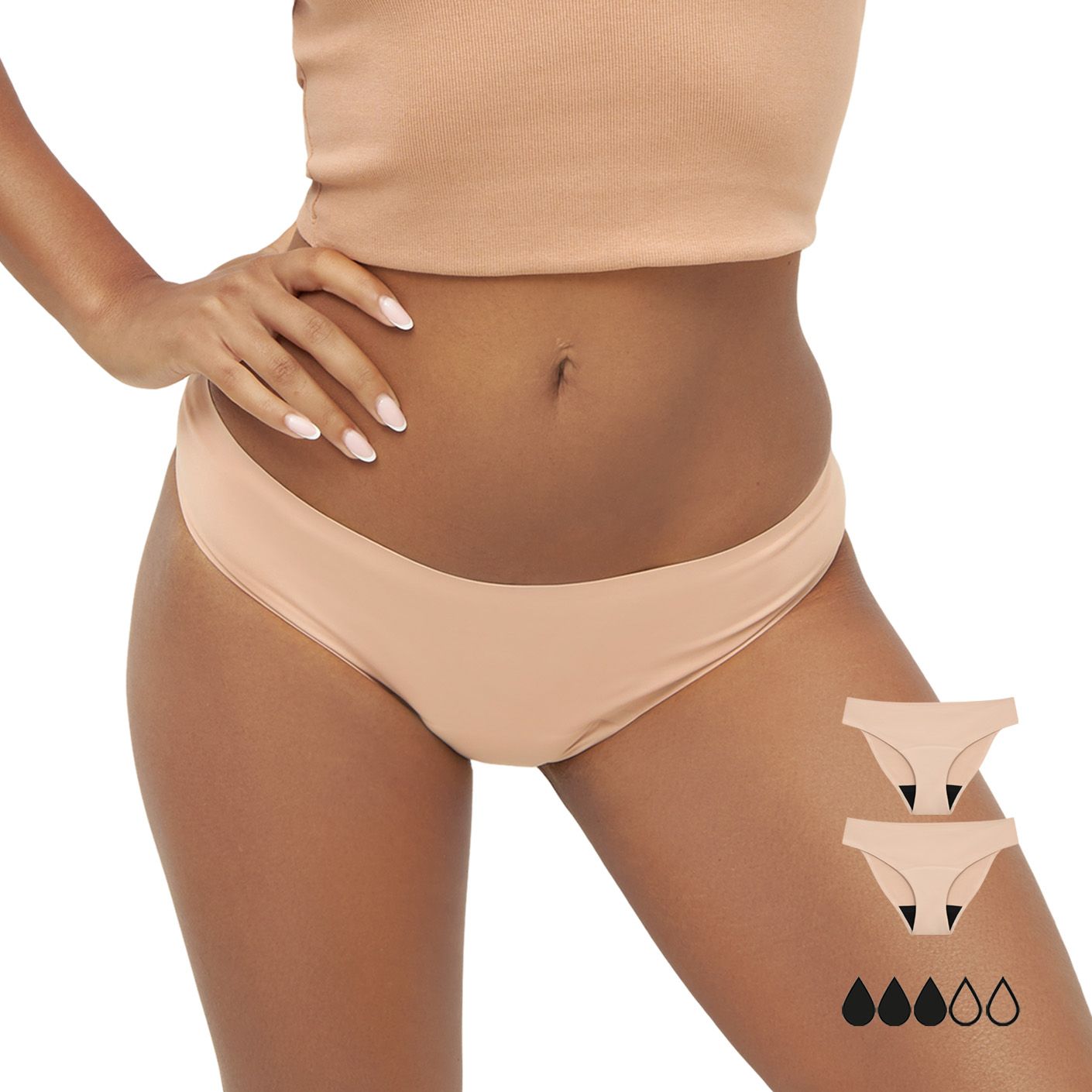 mymonthlys Periodenunterwäsche - 2er Set Classic Periodenslip LEA beige - mittel