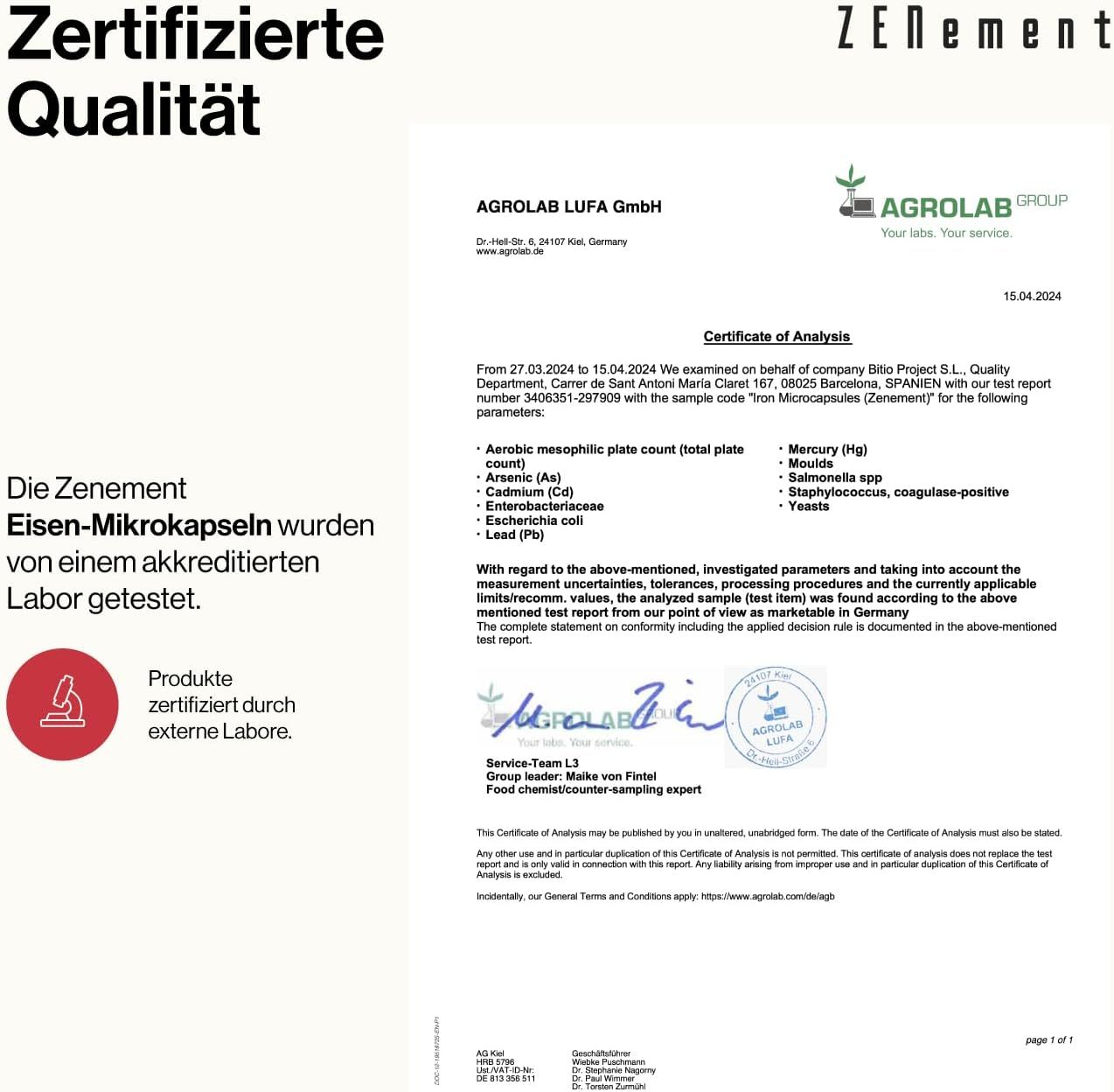 Zenement Eisen Mikrokapseln