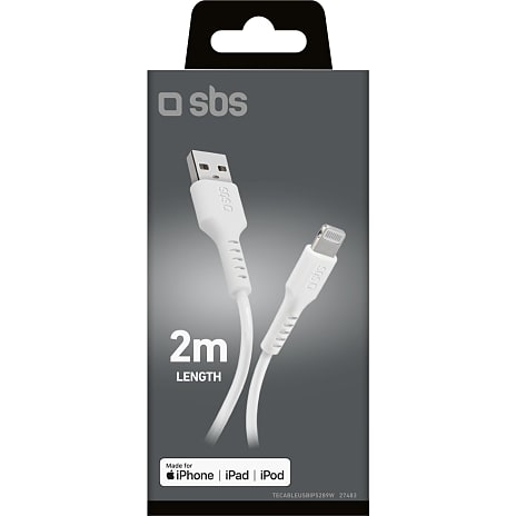 SBS lightning kabel 2 m - hvid