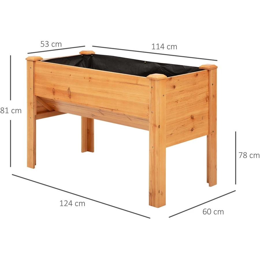 Outsunny Hochbeet mit Vliesstoffverkleidung und 4 Haken natur