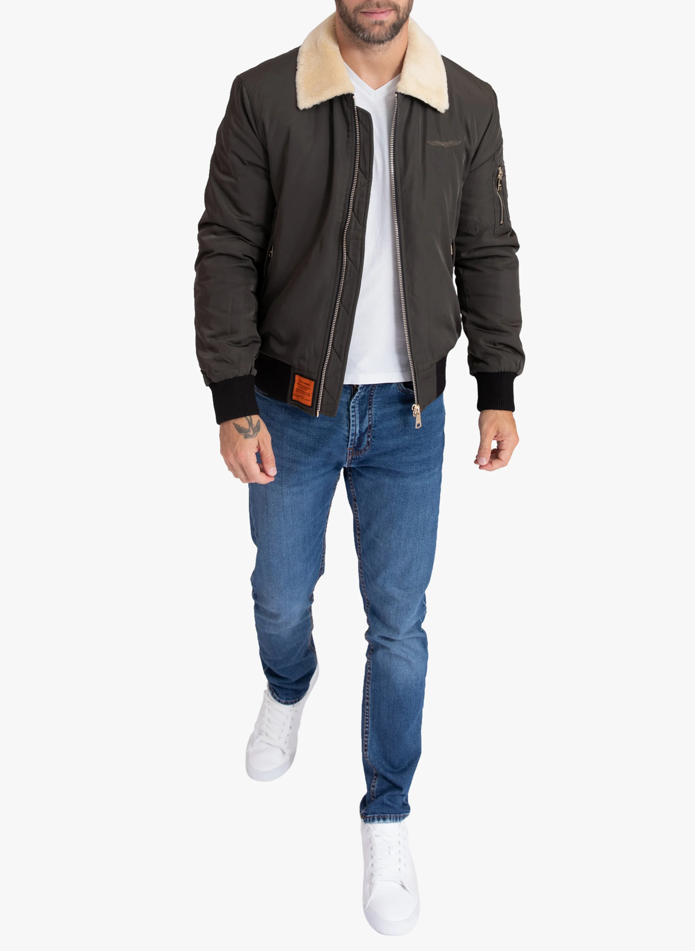 VERSMOLD - Blouson aviateur col classique | Kaki