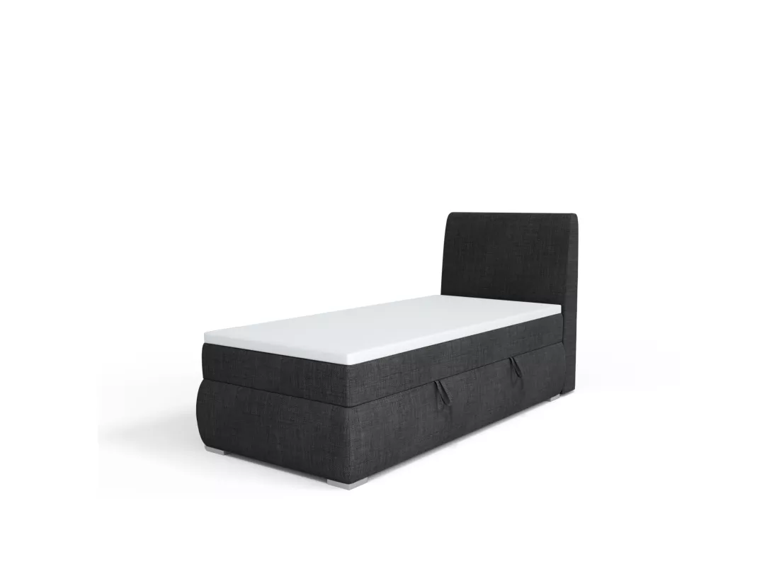 LIT BOXSPRING avec coffre de rangement Buffalo Mini côté droit 100x200 cm, Lux 23 (Noir)