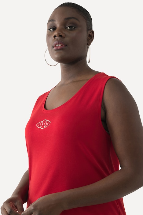 Top, Pima Cotton, Slim, Rundhals, Ziersteinchen, ärmellos