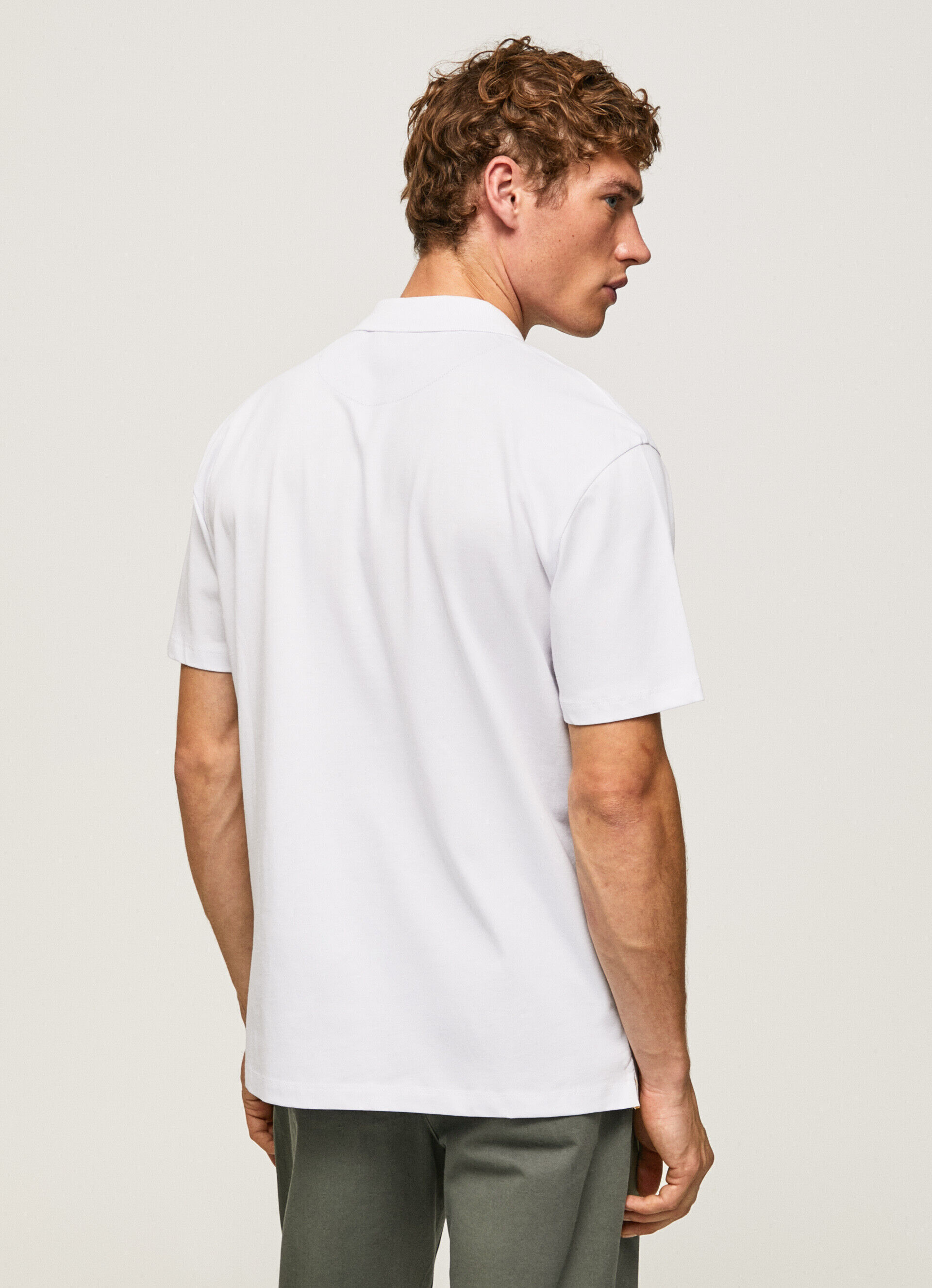 Camisa polo de algodão com detalhes listrados - branca