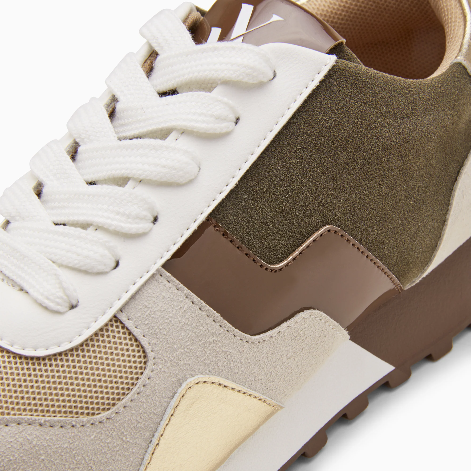 Sneakers-Baskets Ada gris clair et chocolat à semelle running