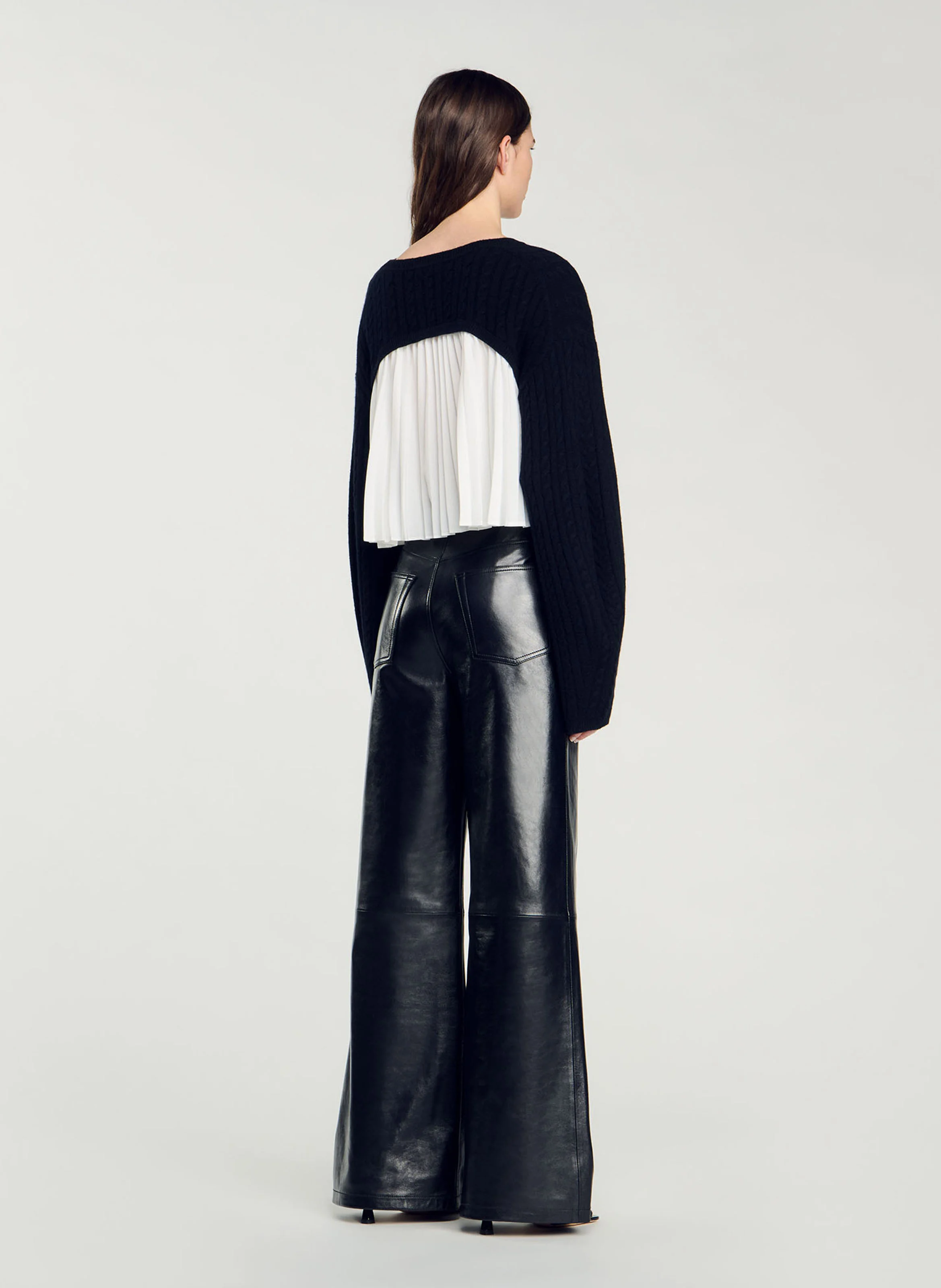 Pull col rond en laine mélangée | Noir