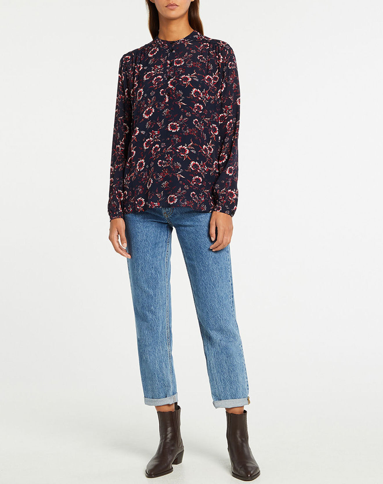 Tommy Hilfiger Blouse Theme Fleurs bleu marine/rouge