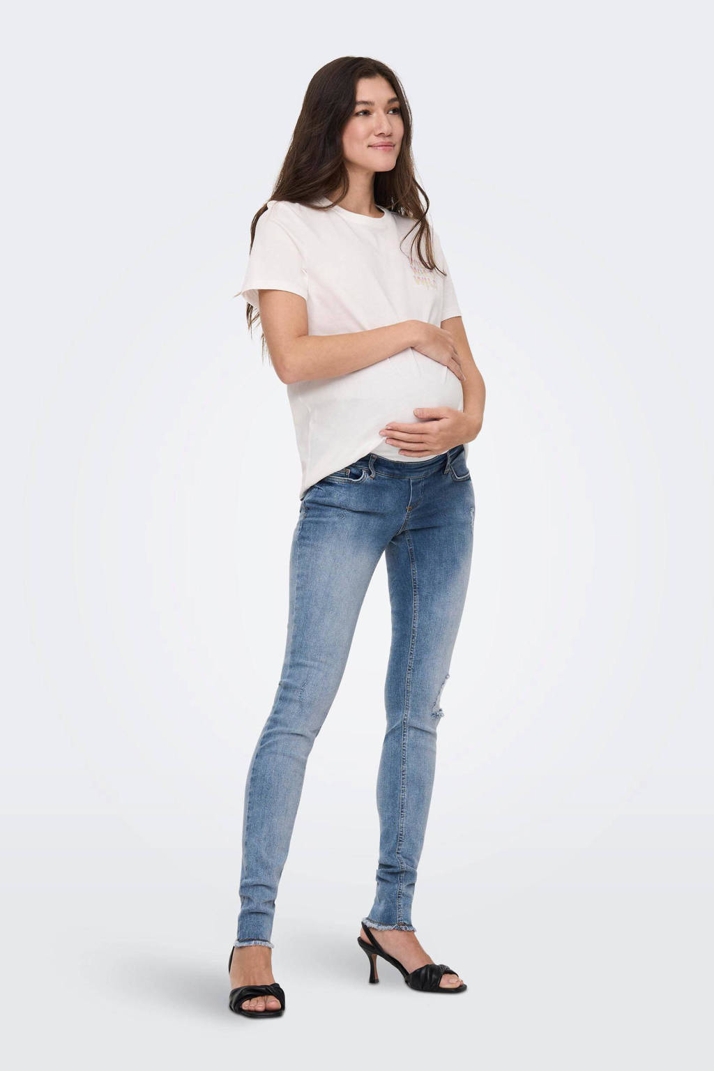 ONLY MATERNITY zwangerschapsshirt OLMJEN met backprint wit