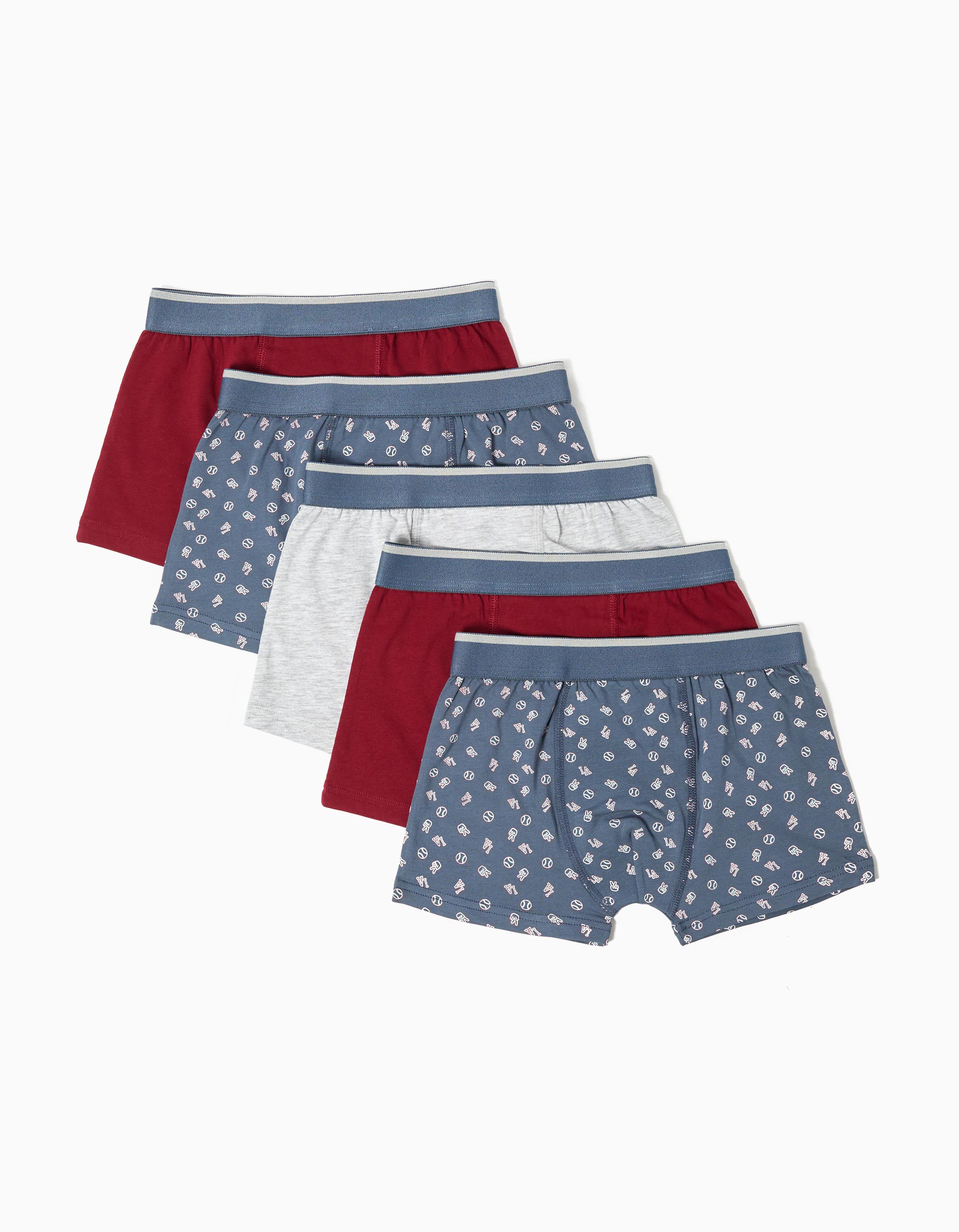 Pack 5 Boxers, Menino, Vermelho Escuro