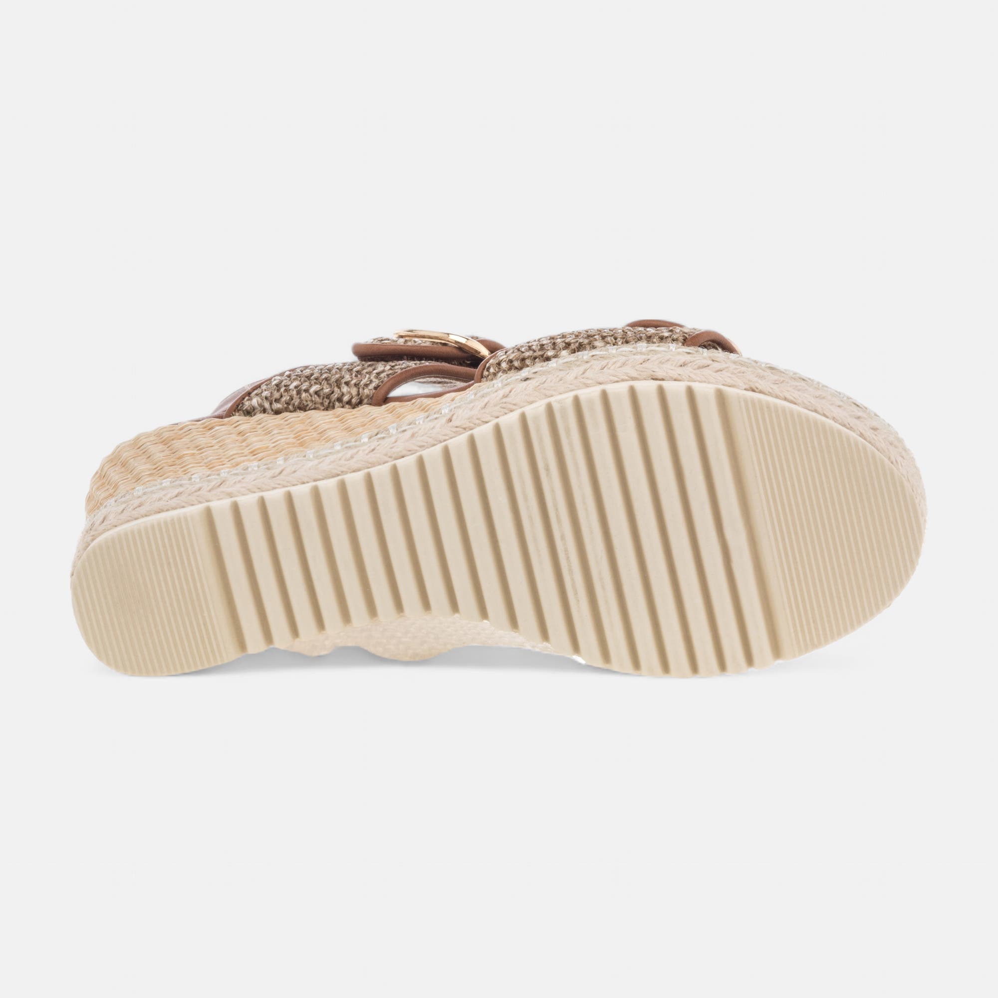 Sandales à talon compensé Femme cognac