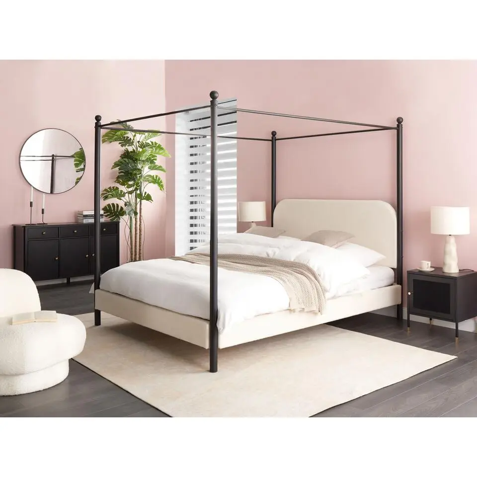 DANNEMOIS - Tweepersoonsbed - Gebroken wit - 160x200 cm - Bouclé