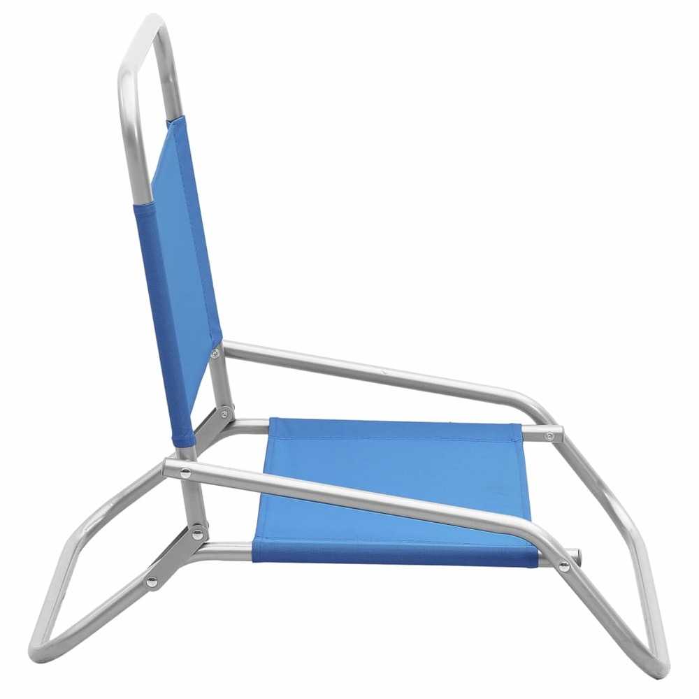Chaises de plage pliables 2 pcs bleu tissu