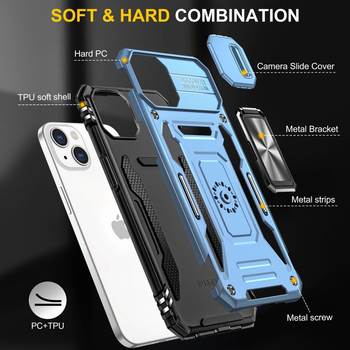 Hülle Handy Schutz für Apple iPhone 15 Plus Case Cover Kamera Ständer Etuis Neu