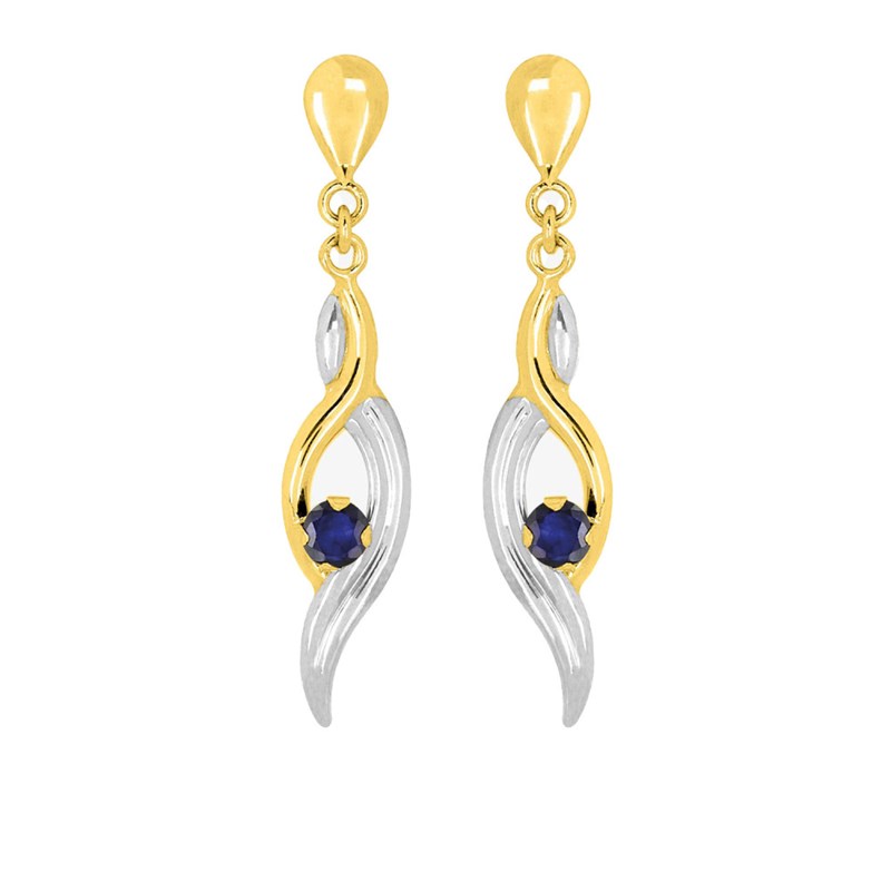 Boucles d'oreilles femme - saphir - Or 9 Carats