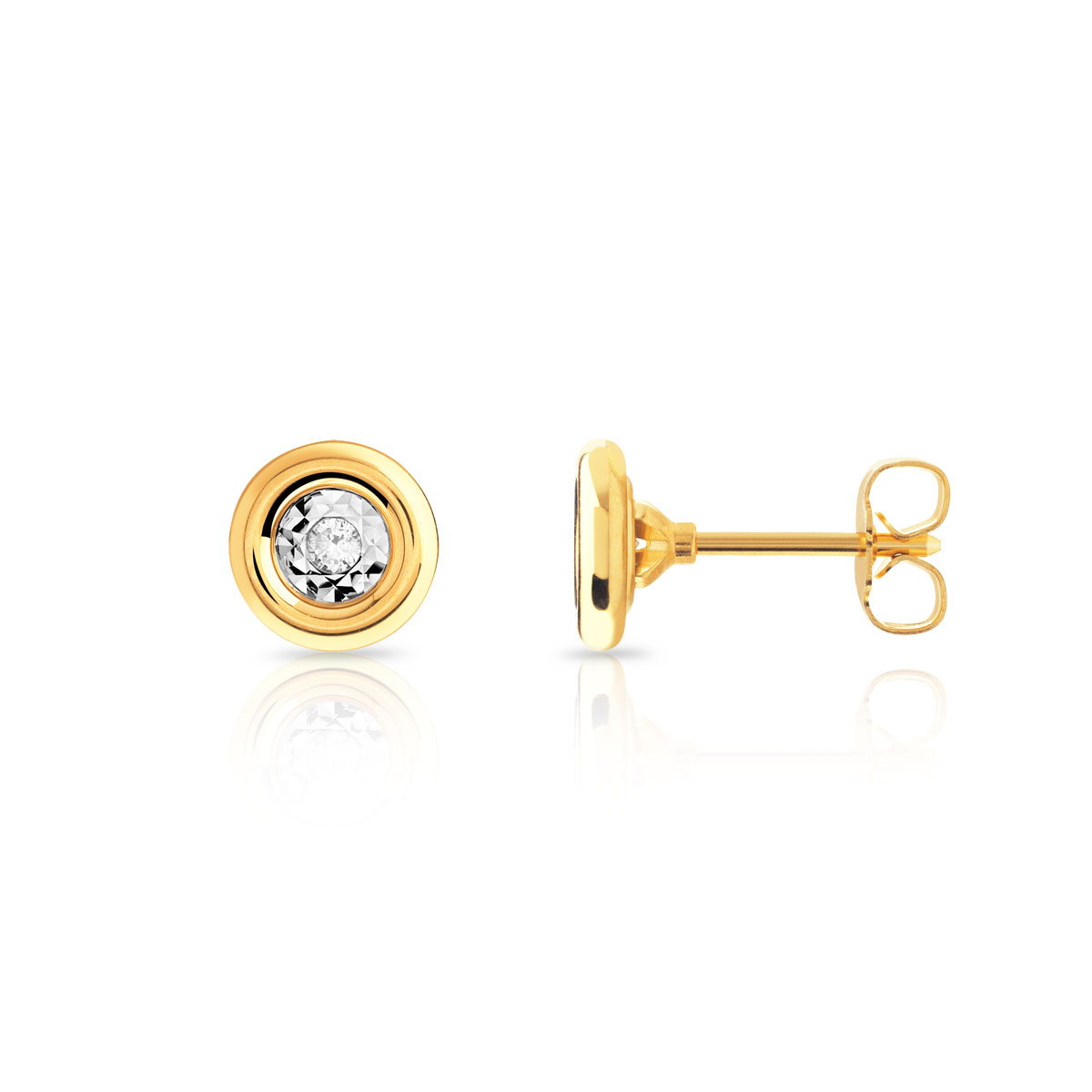 Boucles d'oreilles or 750 jaune diamants