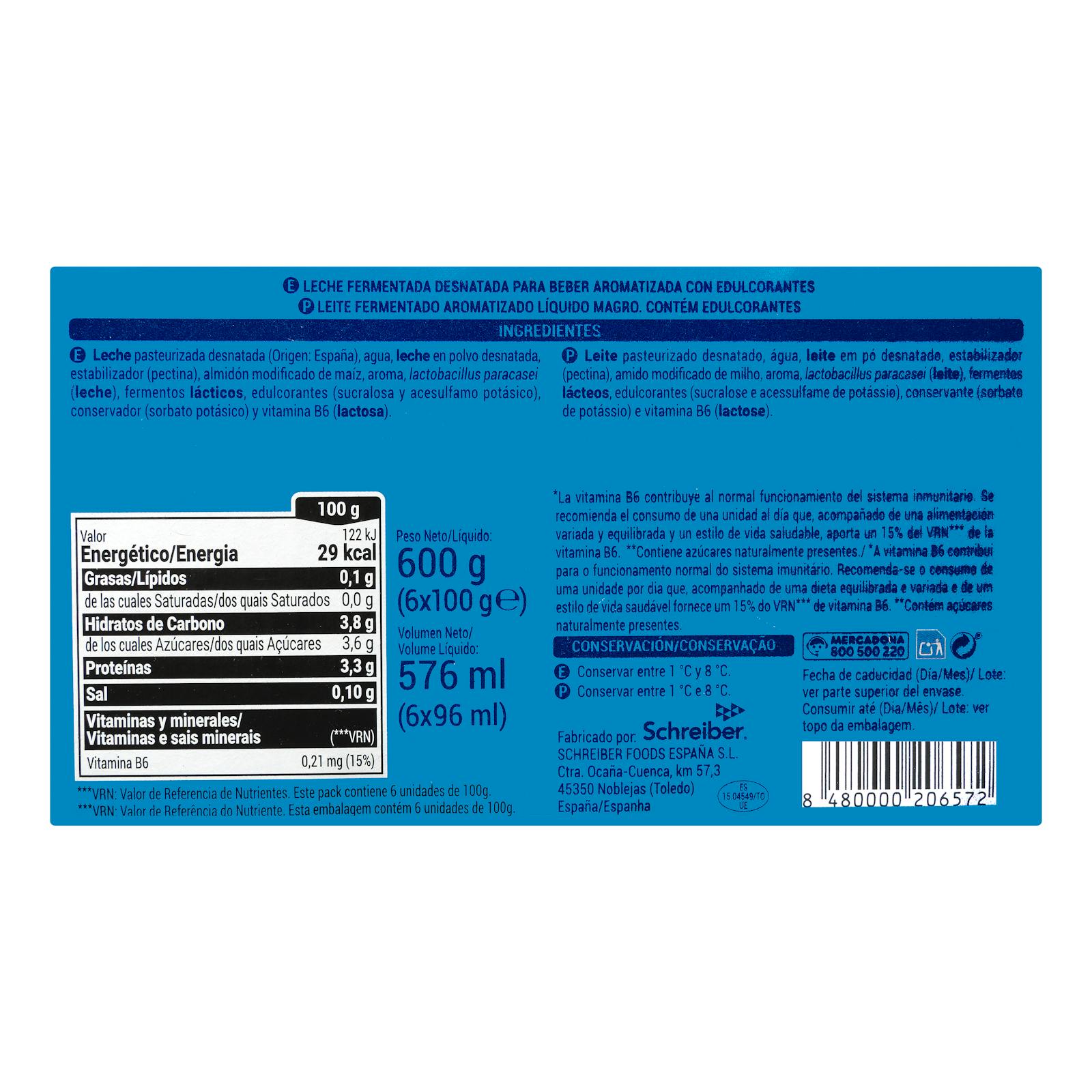 Boisson lactée naturelle L-casei 0% mg 0% sucres ajoutés