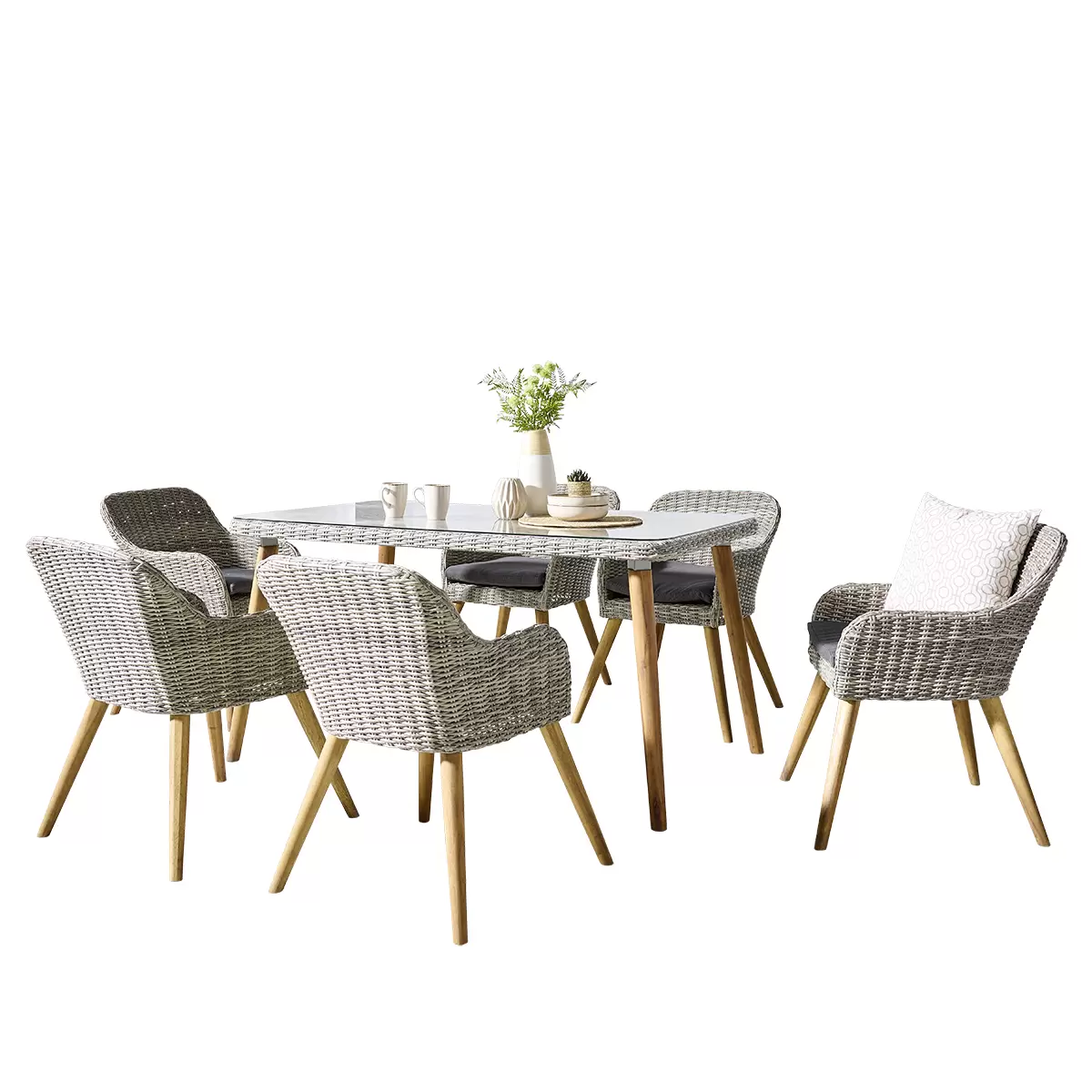 Beldano Gartengarnitur Oslo 7-teilig braun,hellbraun,natur