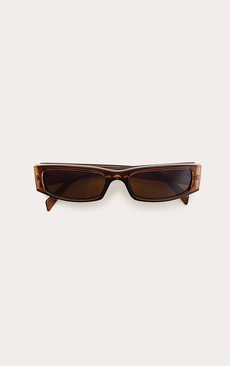 Chocolat Lunettes De Soleil Carrées À Monture Marron Et Verres Teintés