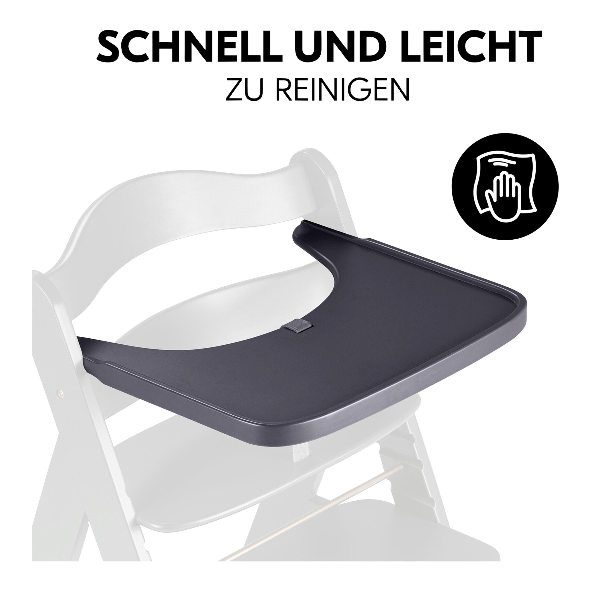 Hauck Hochstuhltisch Alpha Wooden Tray dark grey