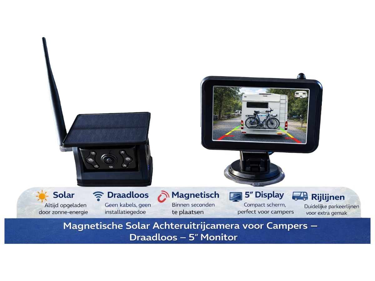BergGPS Magnetische solar camera met 5 inch display