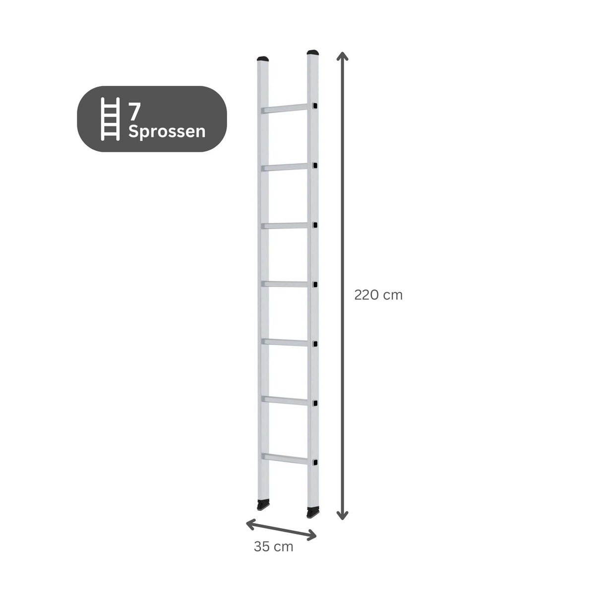 PROREGAL sportschuifladder 350 mm breed zonder dwarsbalk, 7 sporten
