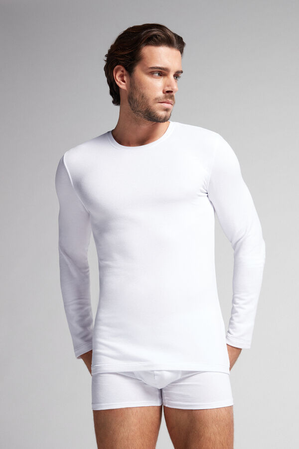Camiseta de manga comprida em modal e cashmere