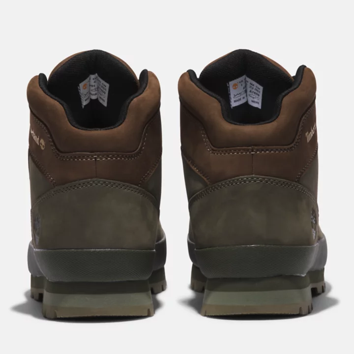 Bota de couro Euro Hiker masculina na cor verde-escura